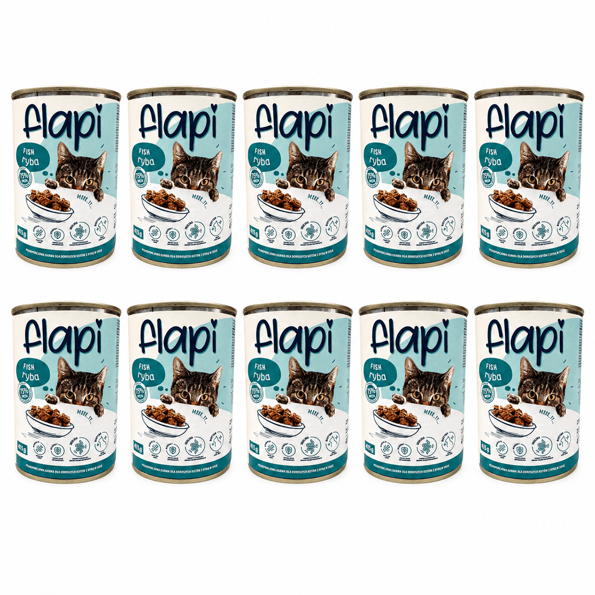 Produkt Flapi 10x Karma dla kota FLAPI Kawałki z rybą w sosie 415g K_005480_10