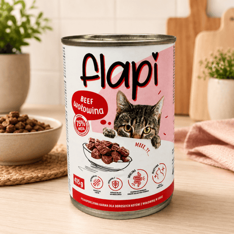 Produkt Flapi 10x Karma dla kota FLAPI Kawałki z wołowiną w sosie 415g K_005479_10