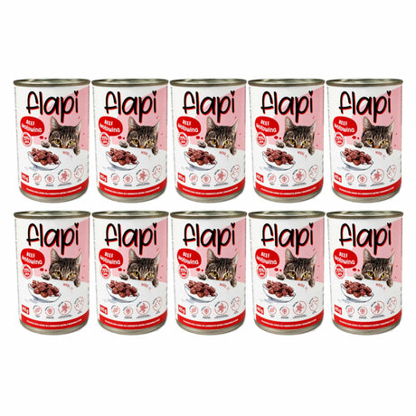Produkt Flapi 10x Karma dla kota FLAPI Kawałki z wołowiną w sosie 415g K_005479_10