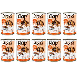 Produkt Flapi 10x Karma dla psa FLAPI Kawałki z kurczakiem w sosie 415g K_005481_10