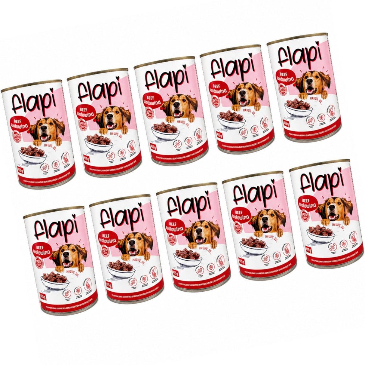 Produkt Flapi 10x Karma dla psa FLAPI Kawałki z wołowiną w sosie 415g K_005484_10