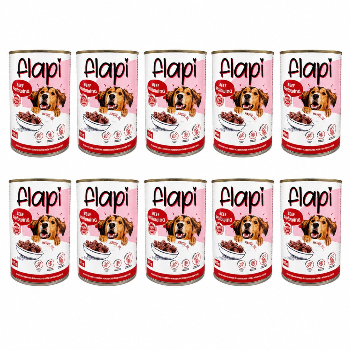 Produkt Flapi 10x Karma dla psa FLAPI Kawałki z wołowiną w sosie 415g K_005484_10