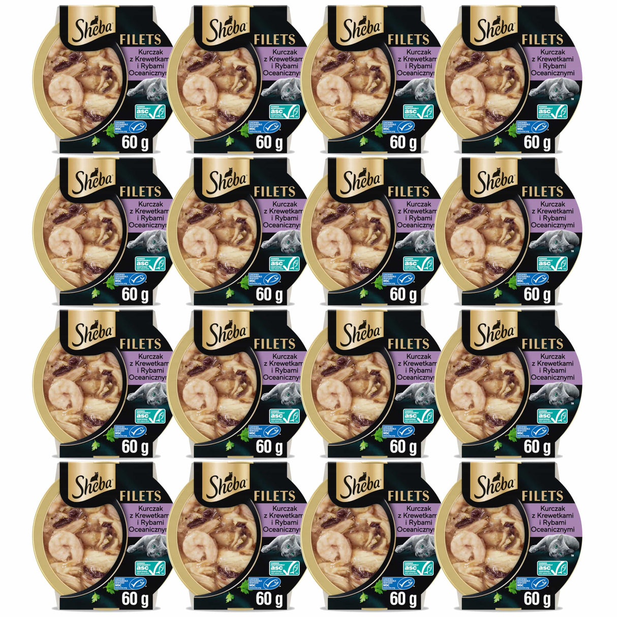Produkt SHEBA 16x Mokra karma dla kota SHEBA Fileciki Kurczak ryby krewetki w sosie 60g K_005606_16