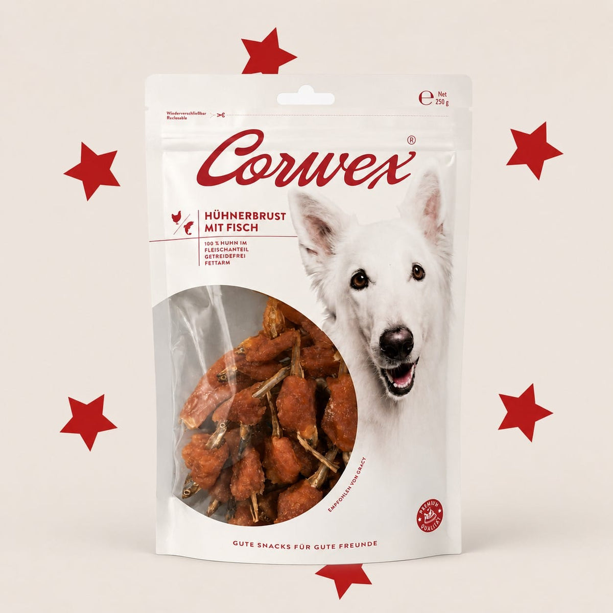 CORWEX Premium Pierś z Kurczaka i Rybą Przysmak dla Psa 250g