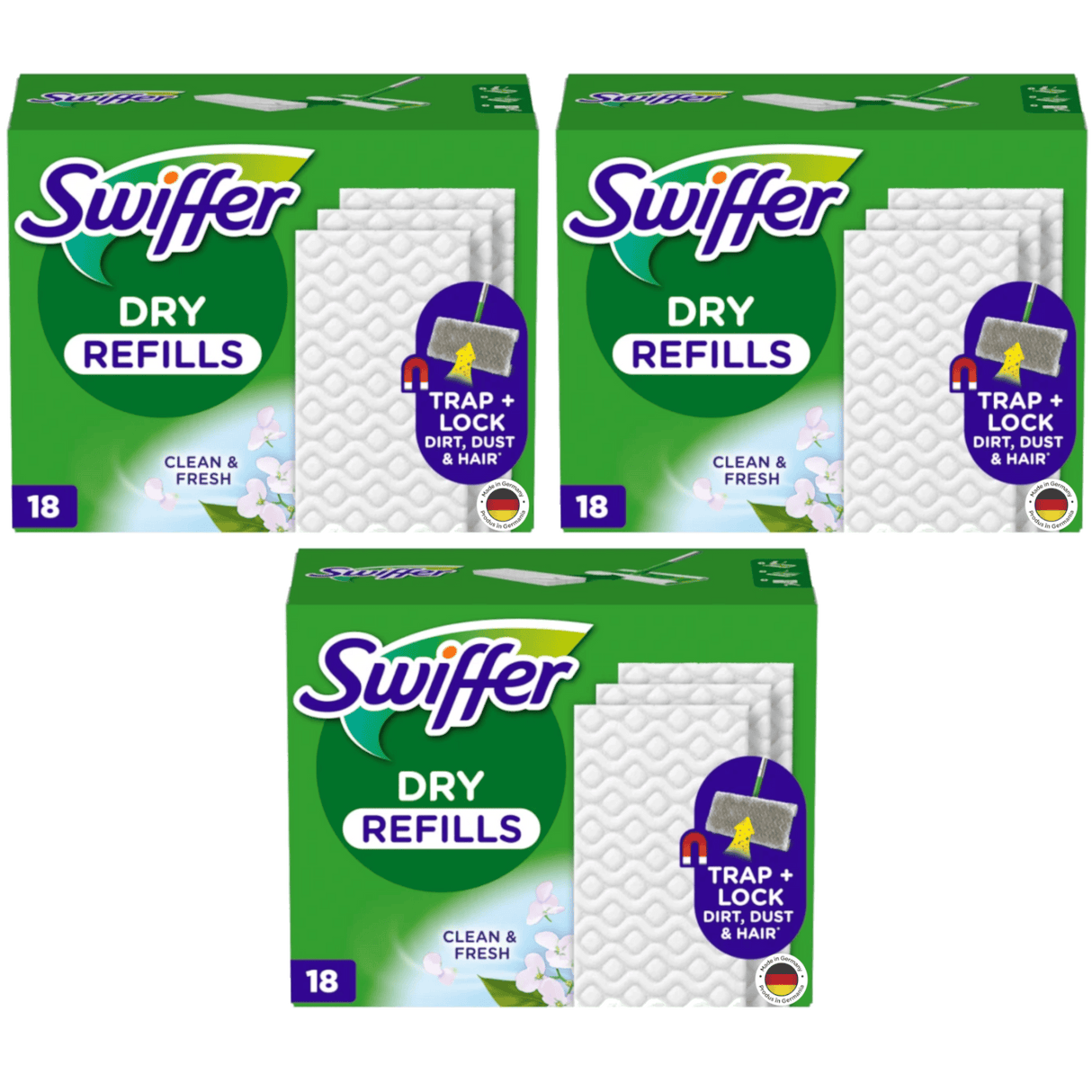 Produkt SWIFFER 3x Suche chusteczki SWIFFER Zapas do mopa 18szt K_003402_3