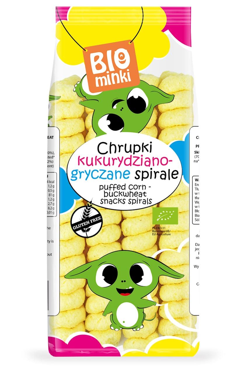 Produkt BIOMINKI (przekąski dla dzieci, kaszki) CHRUPKI KUKURYDZIANO-GRYCZANE SPIRALE BEZGLUTENOWE BIO 60 g - BIOMINKI 5902488066125