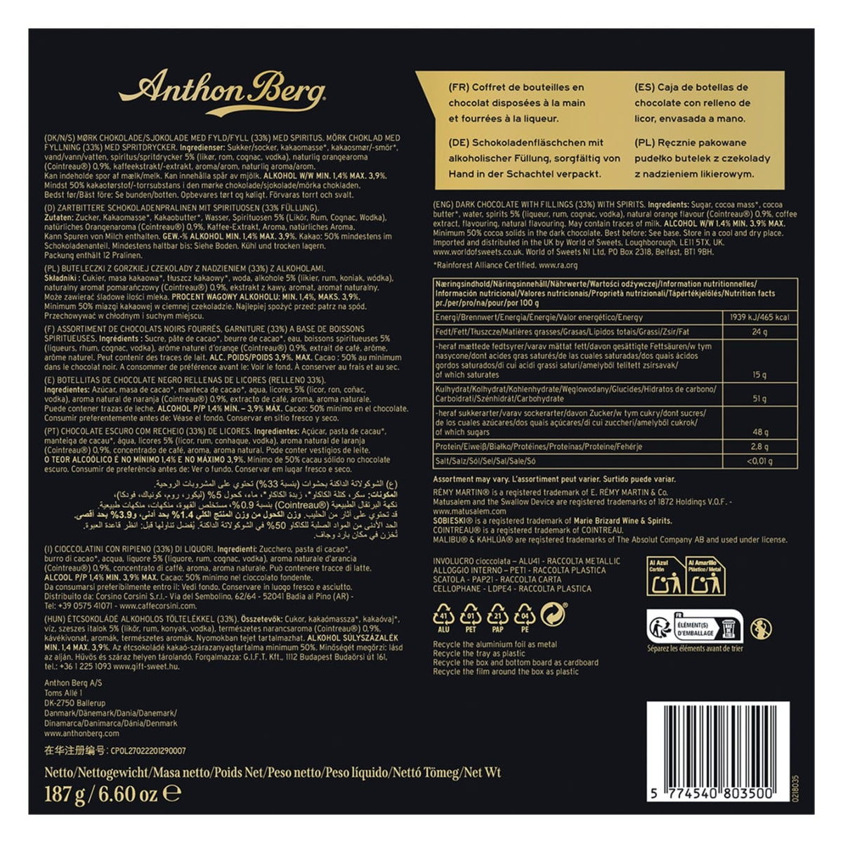 Produkt ANTHON BERG Czekolada 2x Czekoladki z alkoholem Anthon Berg Chocolate Liqueurs 12 szt 187g K_006176_2