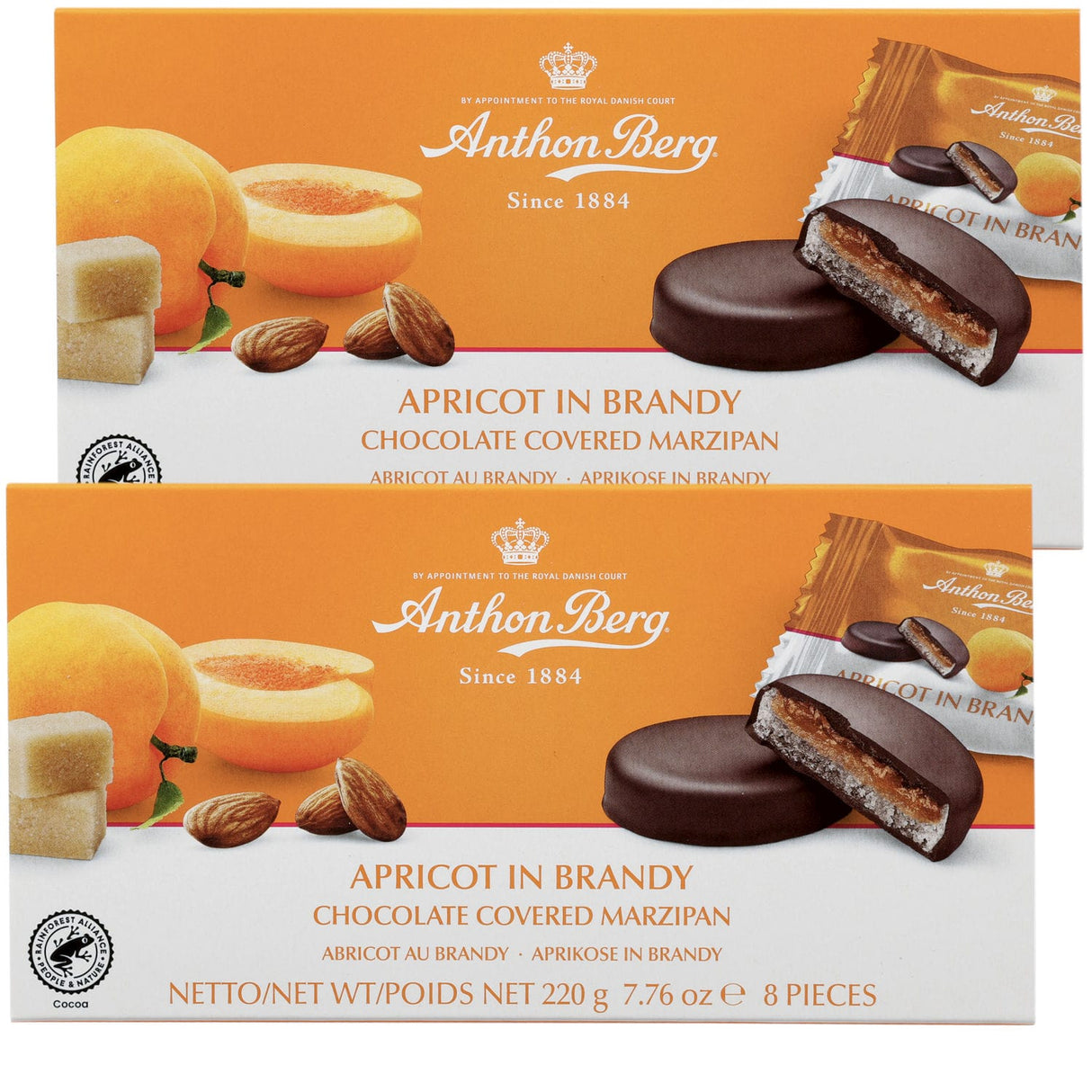 Produkt ANTHON BERG Czekolada 2x Czekoladki z alkoholem i marcepanem Anthon Berg Apricot in Brandy 220g K_004173_2