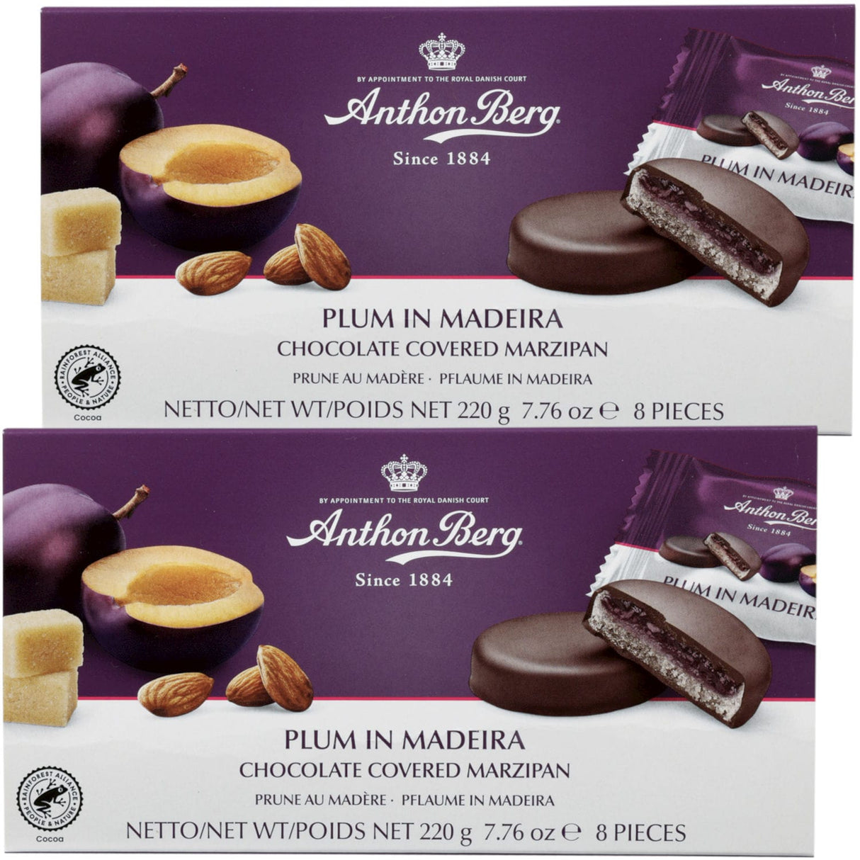 Produkt ANTHON BERG Czekolada 2x Owoce w czekoladzie z alkoholem i marcepanem Anthon Berg Plum in Madeira 220g K_004172_2