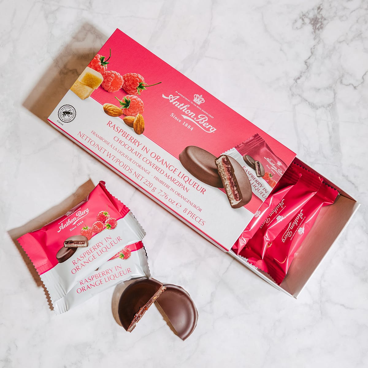 Produkt ANTHON BERG Czekolada 4x Czekoladki z alkoholem Anthon Berg Raspberry in Orange Liqueur 220g K_004171_4