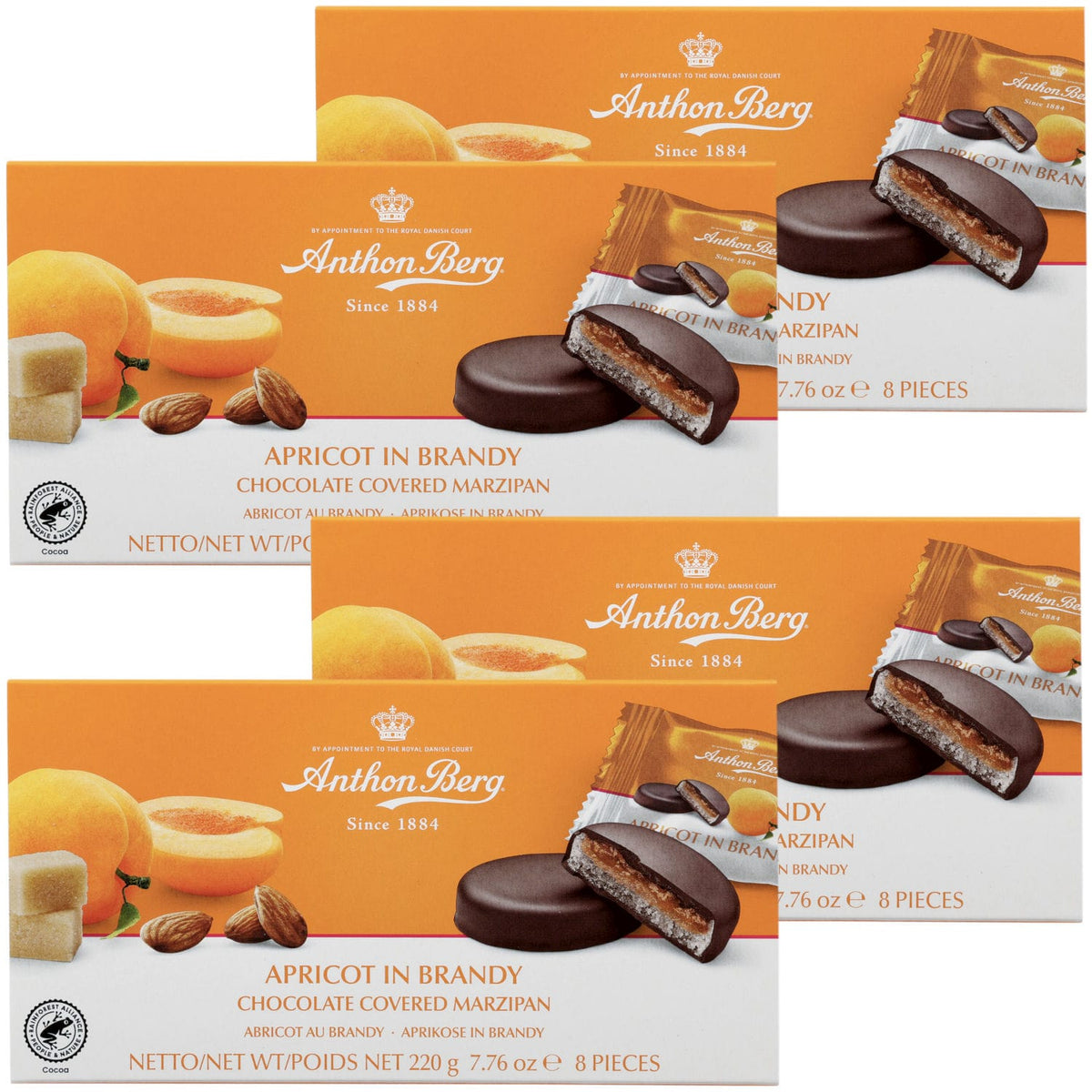 Produkt ANTHON BERG Czekolada 4x Czekoladki z alkoholem i marcepanem Anthon Berg Apricot in Brandy 220g K_004173_4
