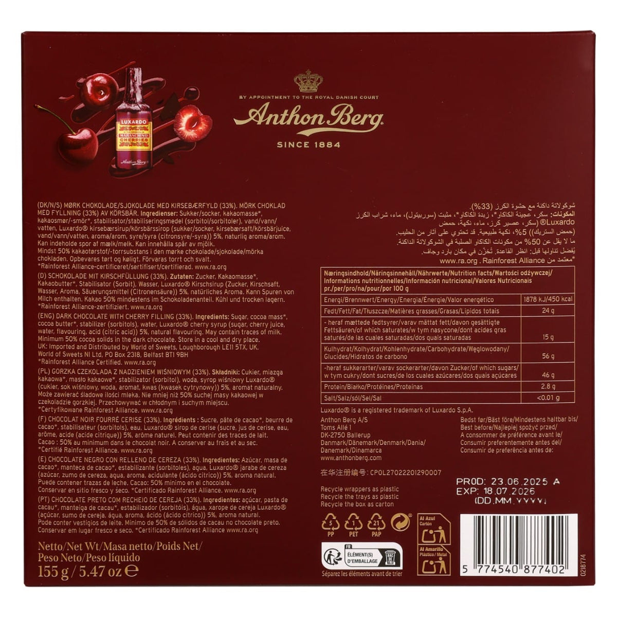 Produkt ANTHON BERG Czekolada 4x Czekoladowe buteleczki z alkoholem pralinki Anthon Berg 10szt Z10067