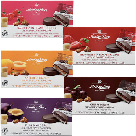 Produkt ANTHON BERG Czekolada 5x Czekoladki praliny owoce i marcepan z alkoholem Anthon Berg 220g Z10063