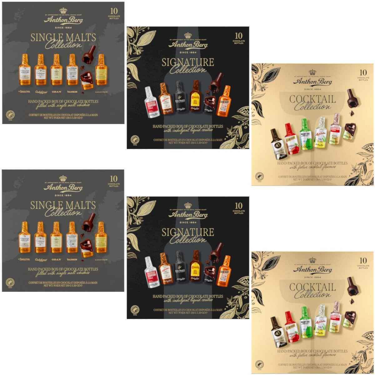 Produkt ANTHON BERG Czekolada 6x Czekoladki buteleczki z alkoholem Anthon Berg 10 szt 156g Z10066