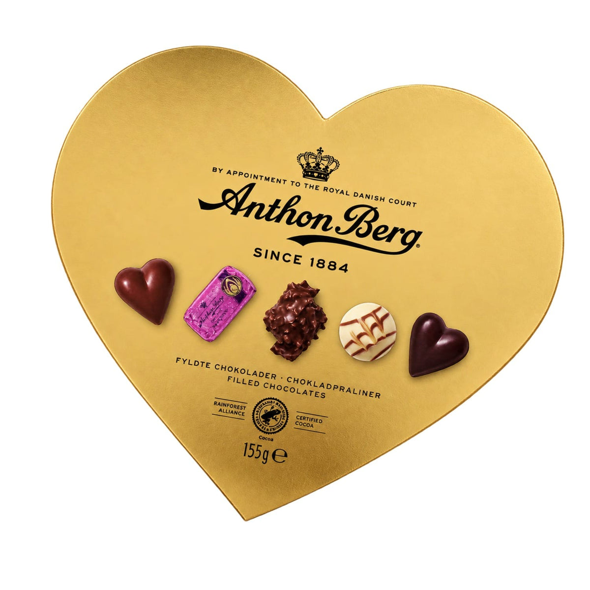 Produkt ANTHON BERG Czekolada Bombonierka Anthon Berg Heart Shaped Gold Box czekoladki z nadzieniem 155g 006656