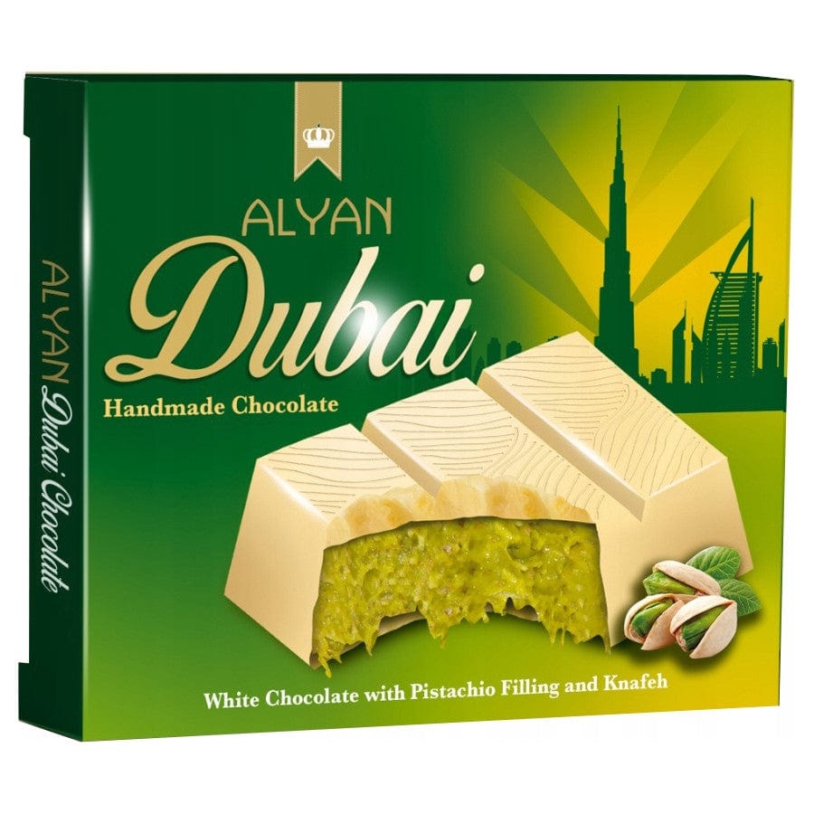 Produkt ALYAN Czekolada Czekolada dubajska ALYAN Dubai Biała z nadzieniem pistacjowym 100g 002916