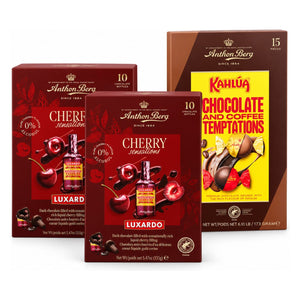 Produkt ANTHON BERG Czekolada Zestaw pralin Anthon Berg 3 szt. – 2x Luxardo Sensations 155g + Kahlúa 173g Z10070