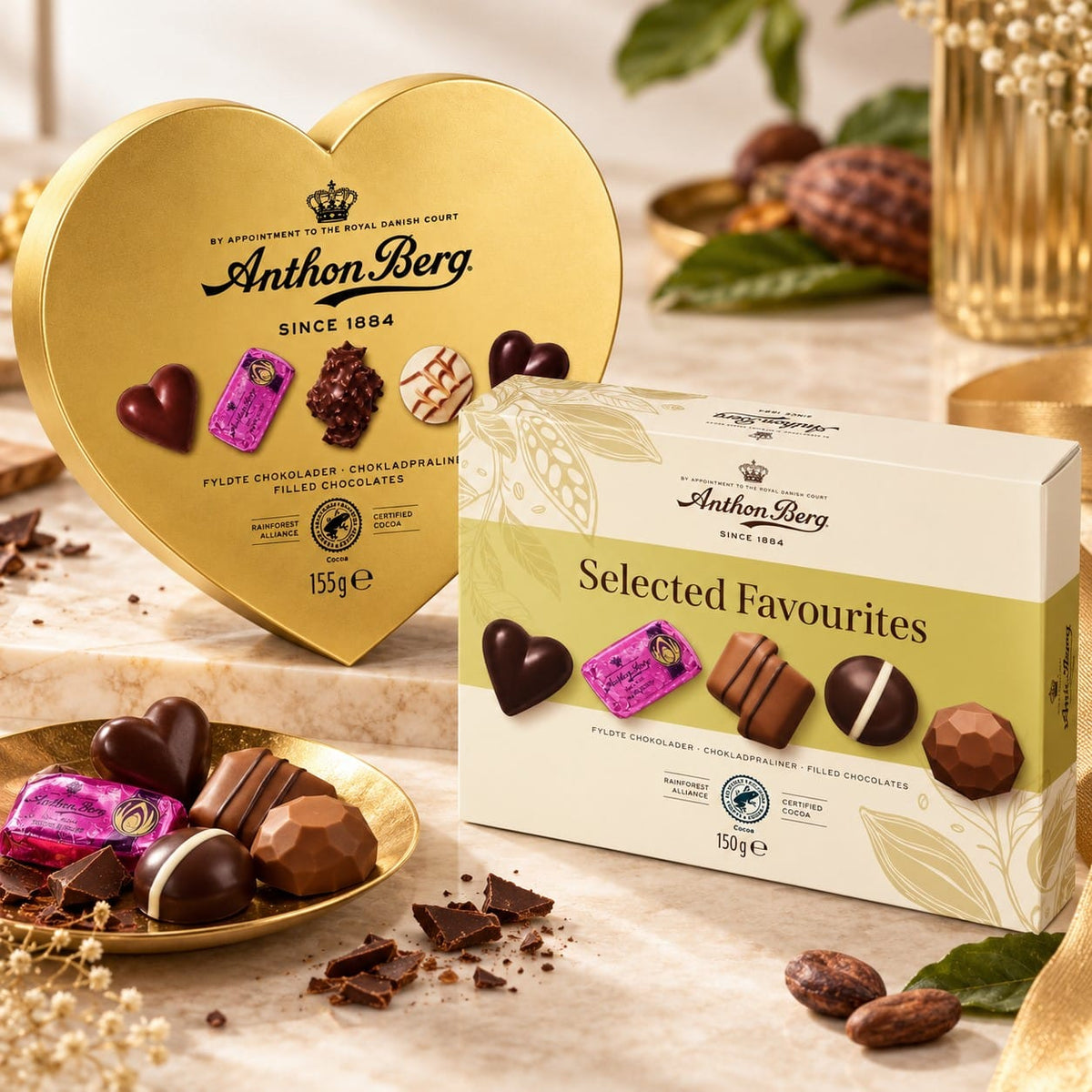 Produkt ANTHON BERG Czekolada Zestaw pralin Anthon Berg Grand Selection 400g + Berg Heart Shaped Gold Box 150g Z10073
