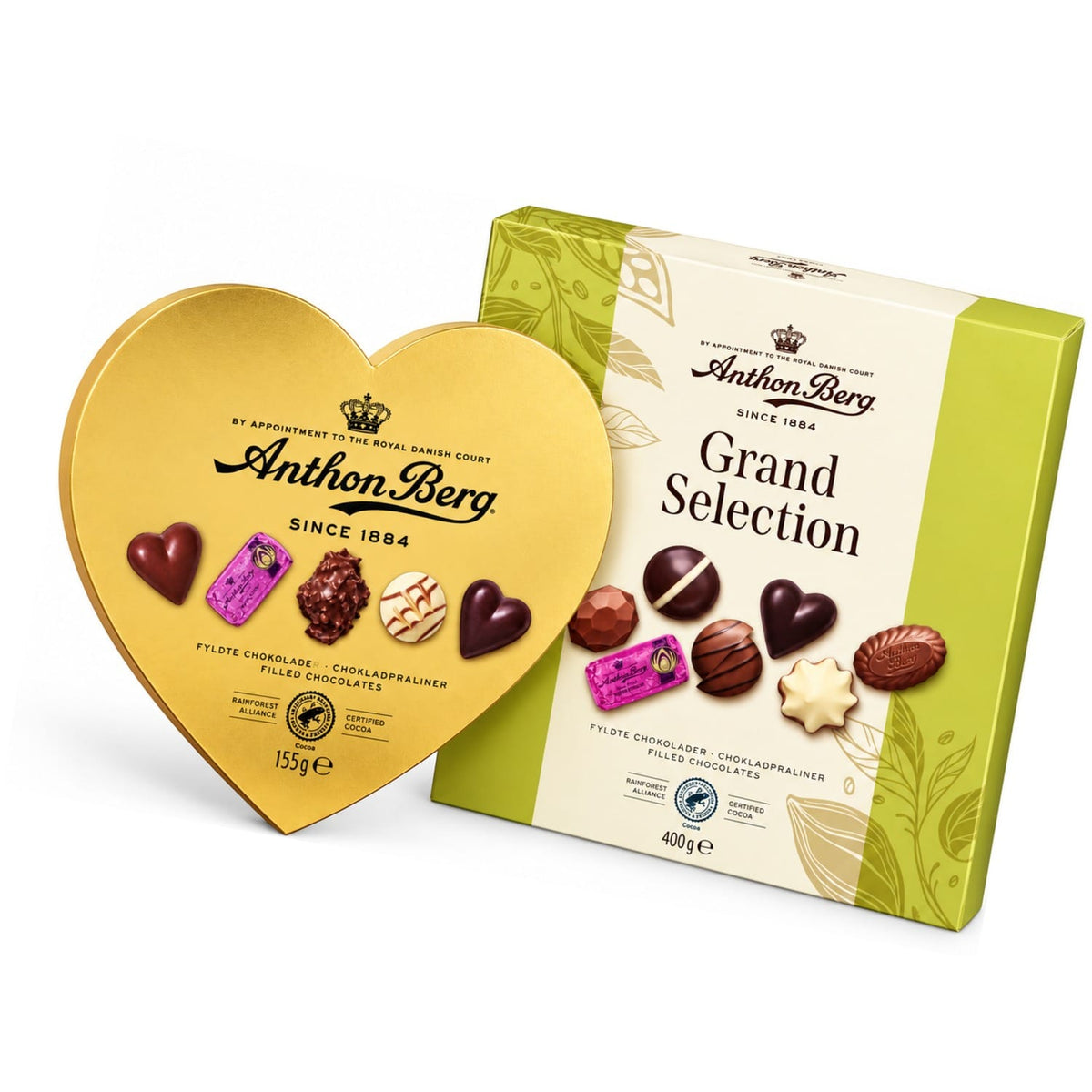 Produkt ANTHON BERG Czekolada Zestaw pralin Anthon Berg Grand Selection 400g + Berg Heart Shaped Gold Box 150g Z10073