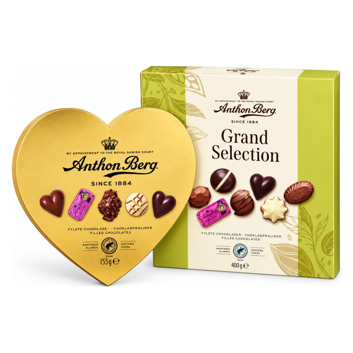 Produkt ANTHON BERG Czekolada Zestaw pralin Anthon Berg Grand Selection 400g + Berg Heart Shaped Gold Box 150g Z10073