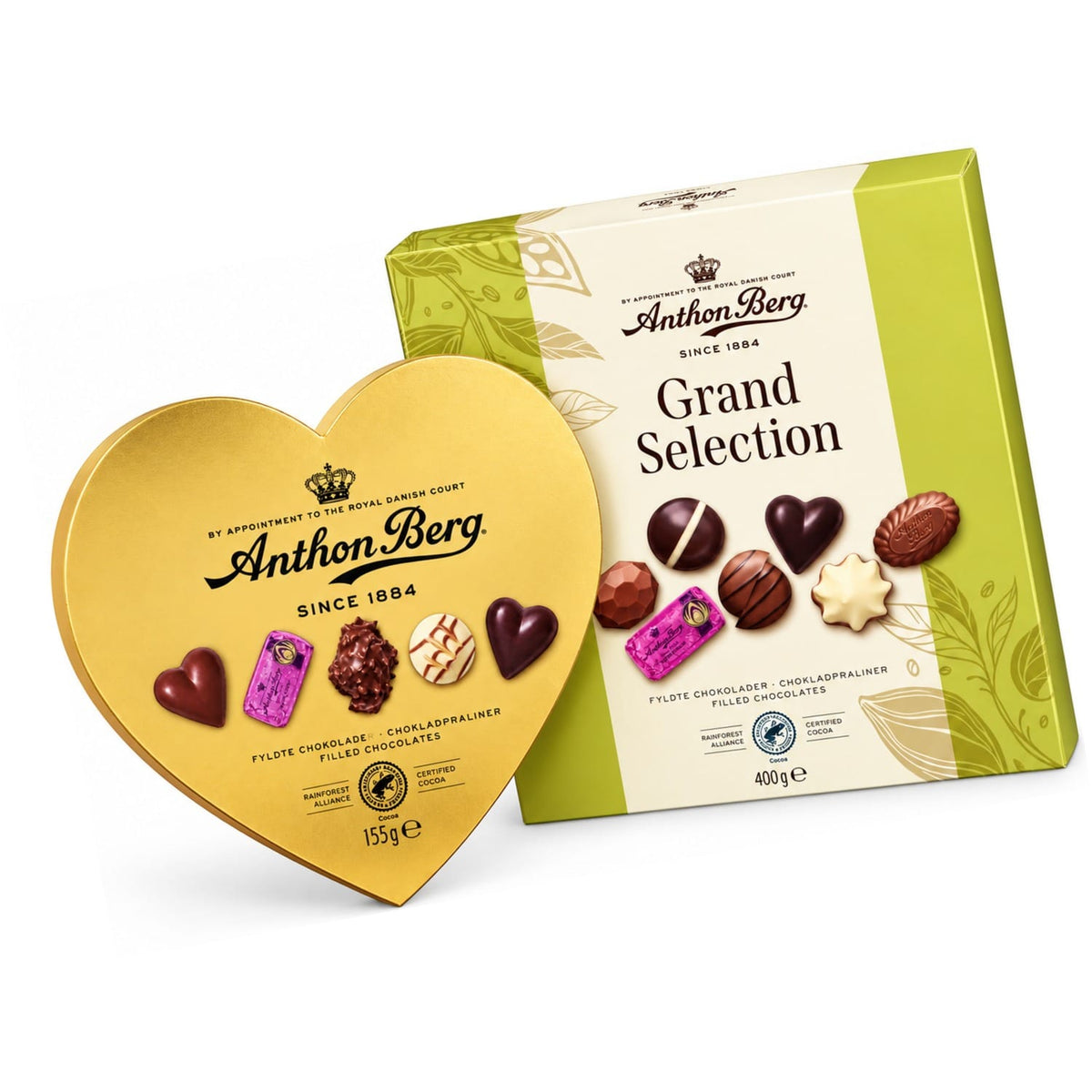 Produkt ANTHON BERG Czekolada Zestaw pralin Anthon Berg Grand Selection 400g + Berg Heart Shaped Gold Box 150g Z10073
