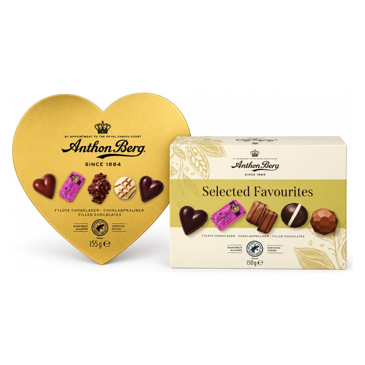 Produkt ANTHON BERG Czekolada Zestaw pralin Anthon Berg Selected Favourites 150g + Heart Shaped Gold Box 155g Z10074