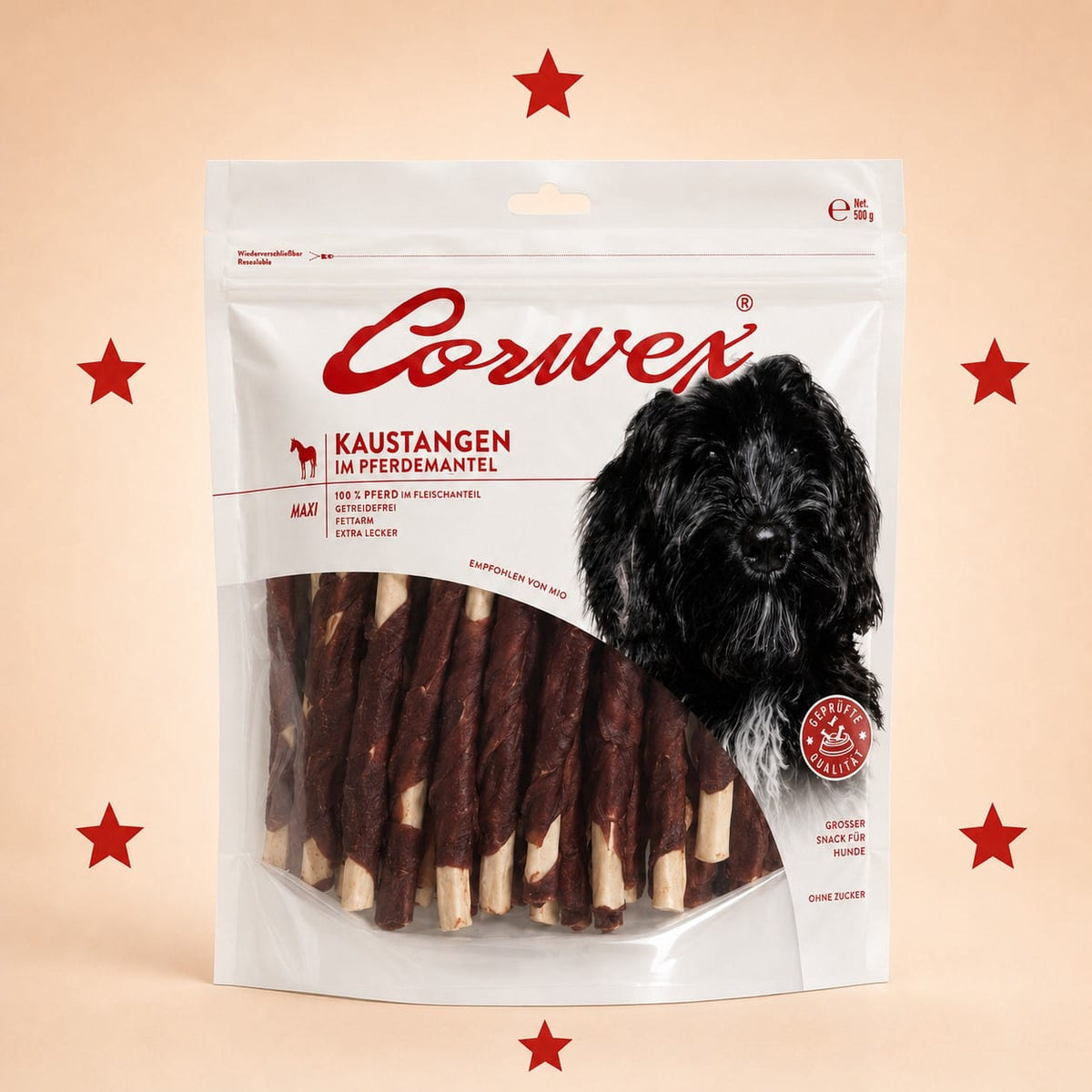 CORWEX Premium Pałeczki Owinięte Koniną Gryzak dla Psa 500g
