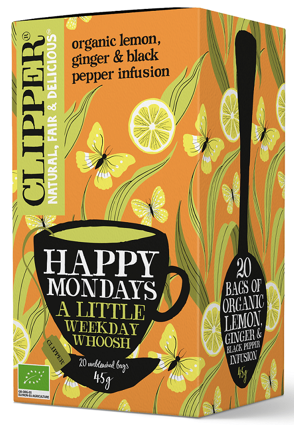 Produkt CLIPPER (herbaty i herbatki) HERBATKA CYTRYNOWA Z IMBIREM I CZARNYM PIEPRZEM (HAPPY MONDAYS) BIO (20 x 2,25 g) 45 g - CLIPPER 5021991941764