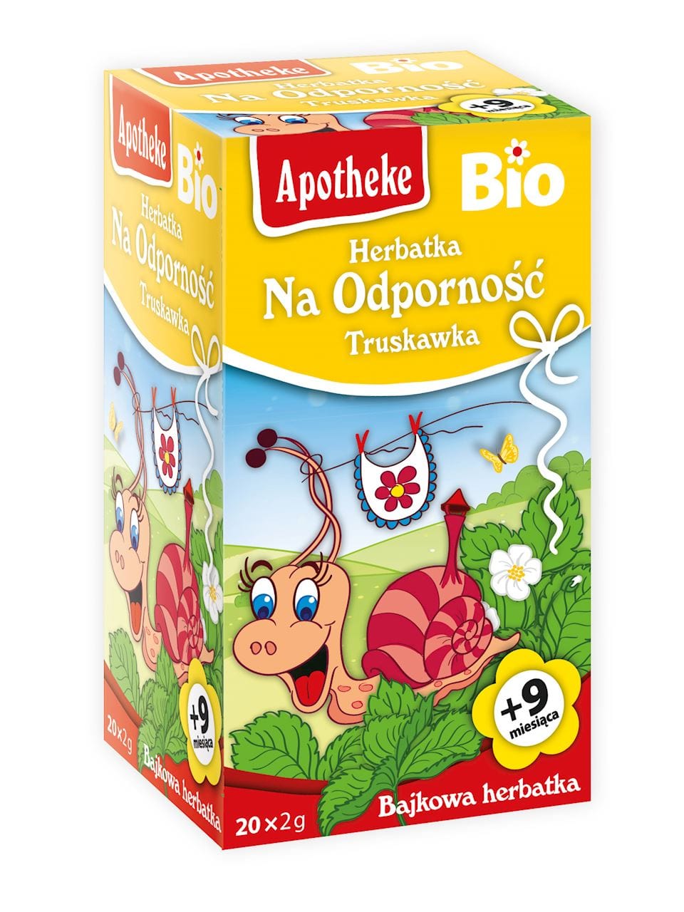 Produkt APOTHEKE (herbatki dla dzieci, dorosłych, błonnik HERBATKA DLA DZIECI - NA ODPORNOŚĆ TRUSKAWKA PO 9 MIESIĄCU BIO (20 x 2 g) 40 g - APOTHEKE 8595178219924