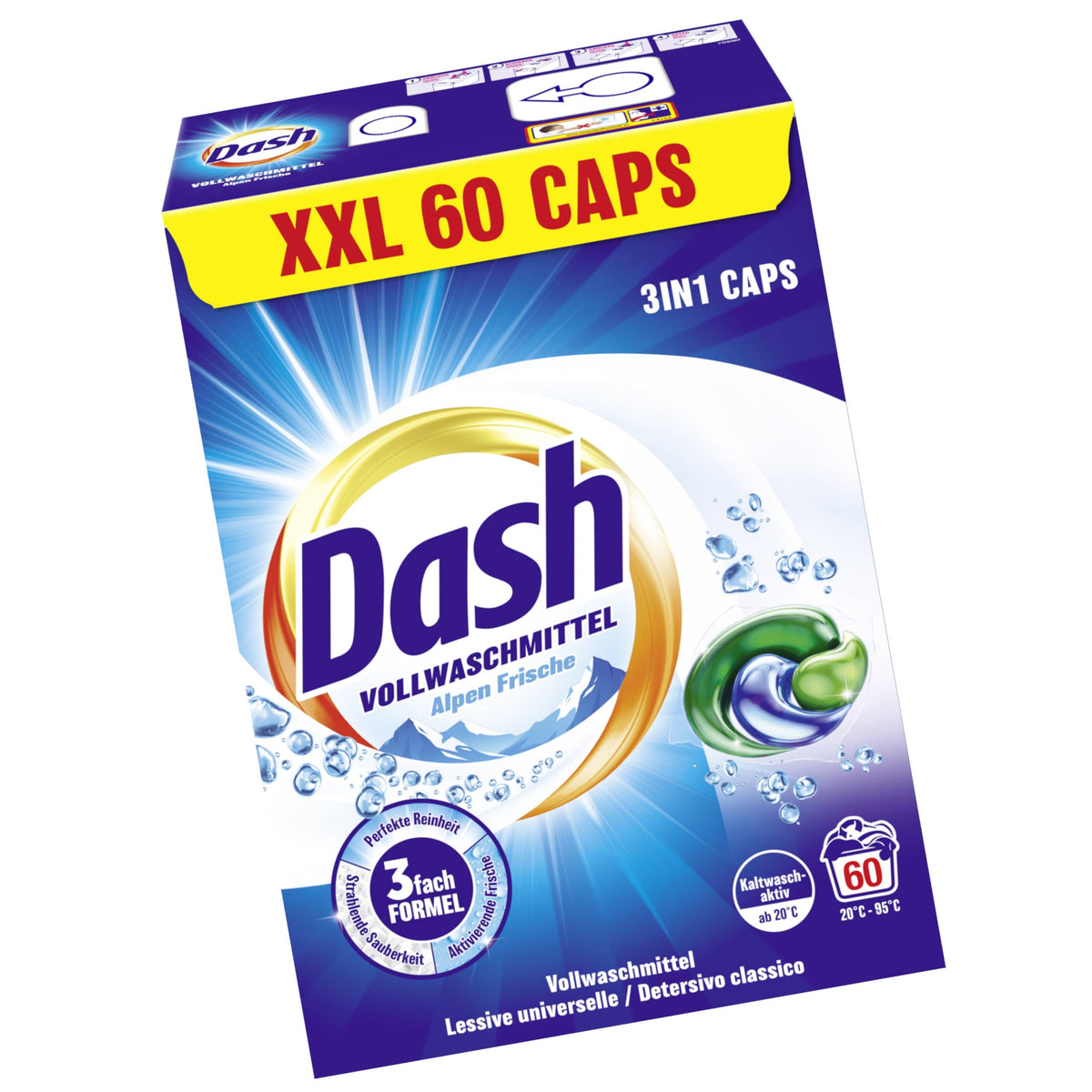 Produkt DASH Kapsułki do prania DASH Alpen Frische Heavy-Duty 3in1 60szt 006378