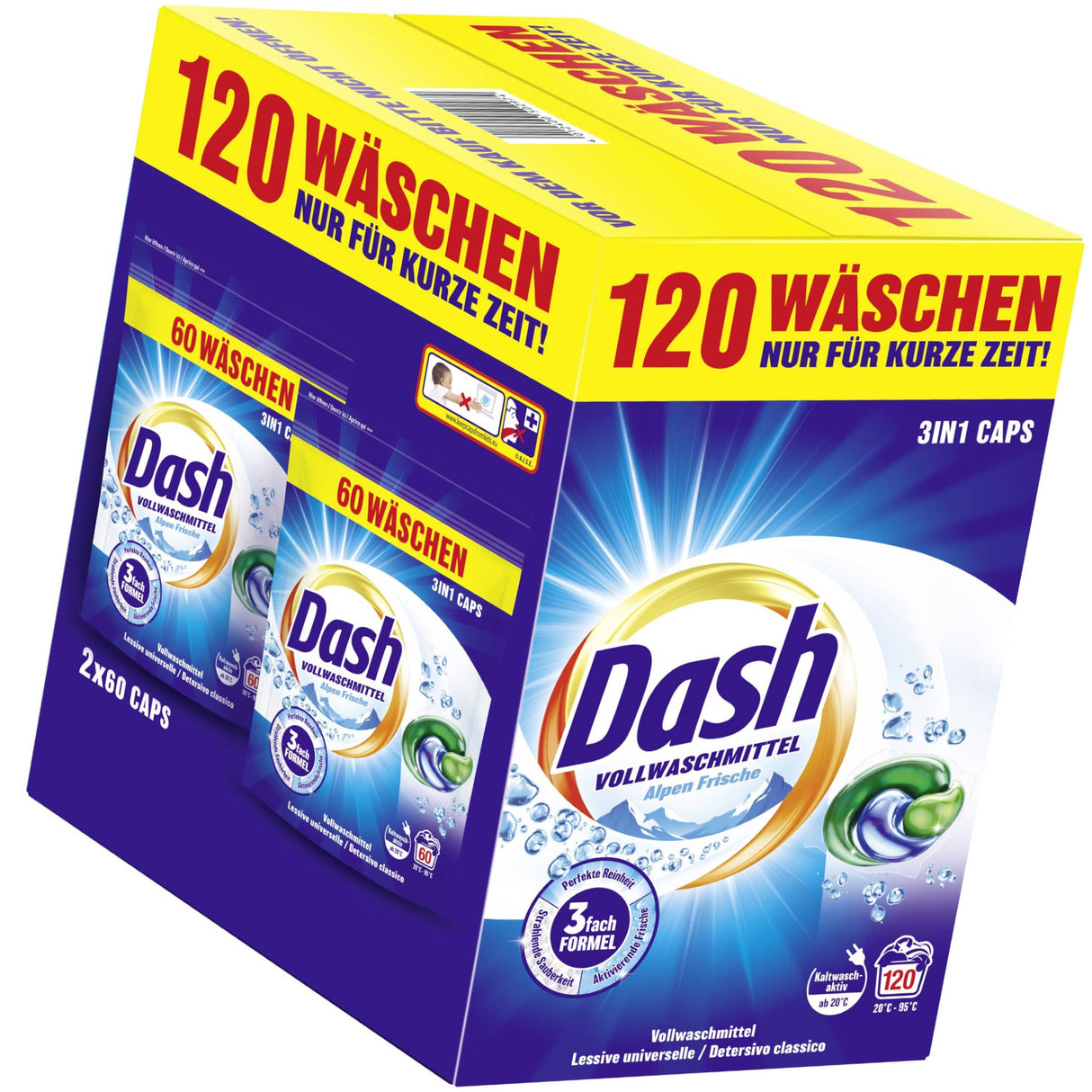 Produkt DASH Kapsułki do prania DASH Alpen Frische uniwersalne 3in1 120szt 005061