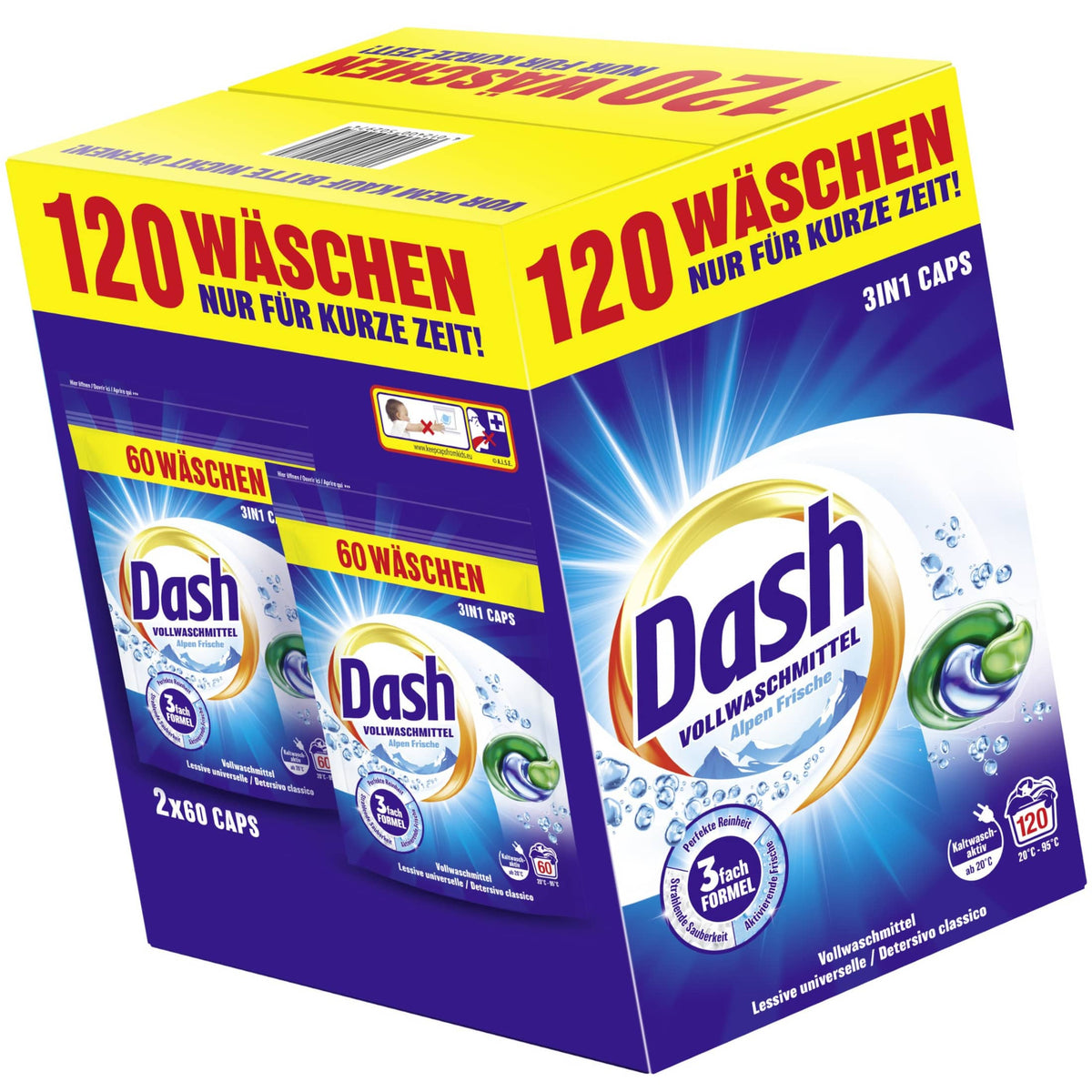 Produkt DASH Kapsułki do prania DASH Alpen Frische uniwersalne 3in1 120szt 005061
