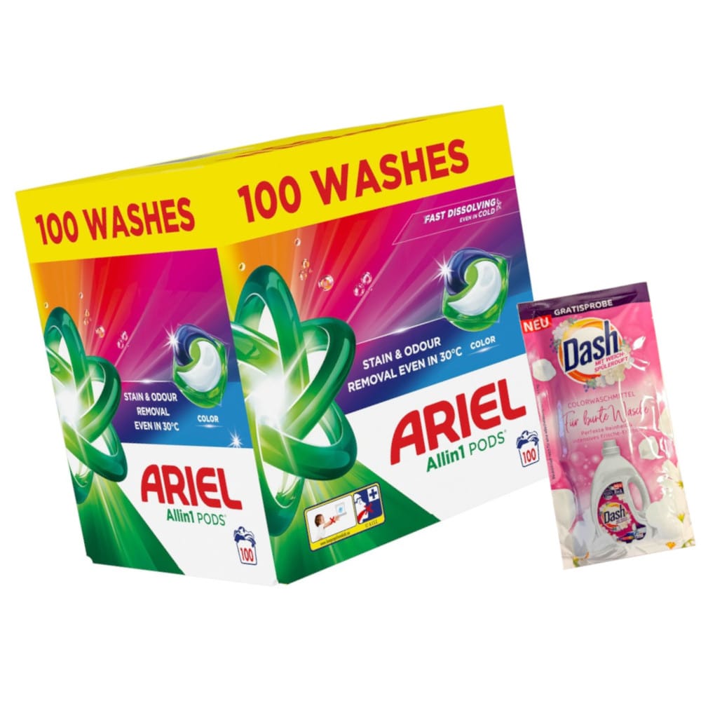 Produkt ARIEL Kapsułki do prania Kapsułki do prania ARIEL All-in-1 PODS 100 szt + GRATIS Płyn DASH Color 2in1 Z01009