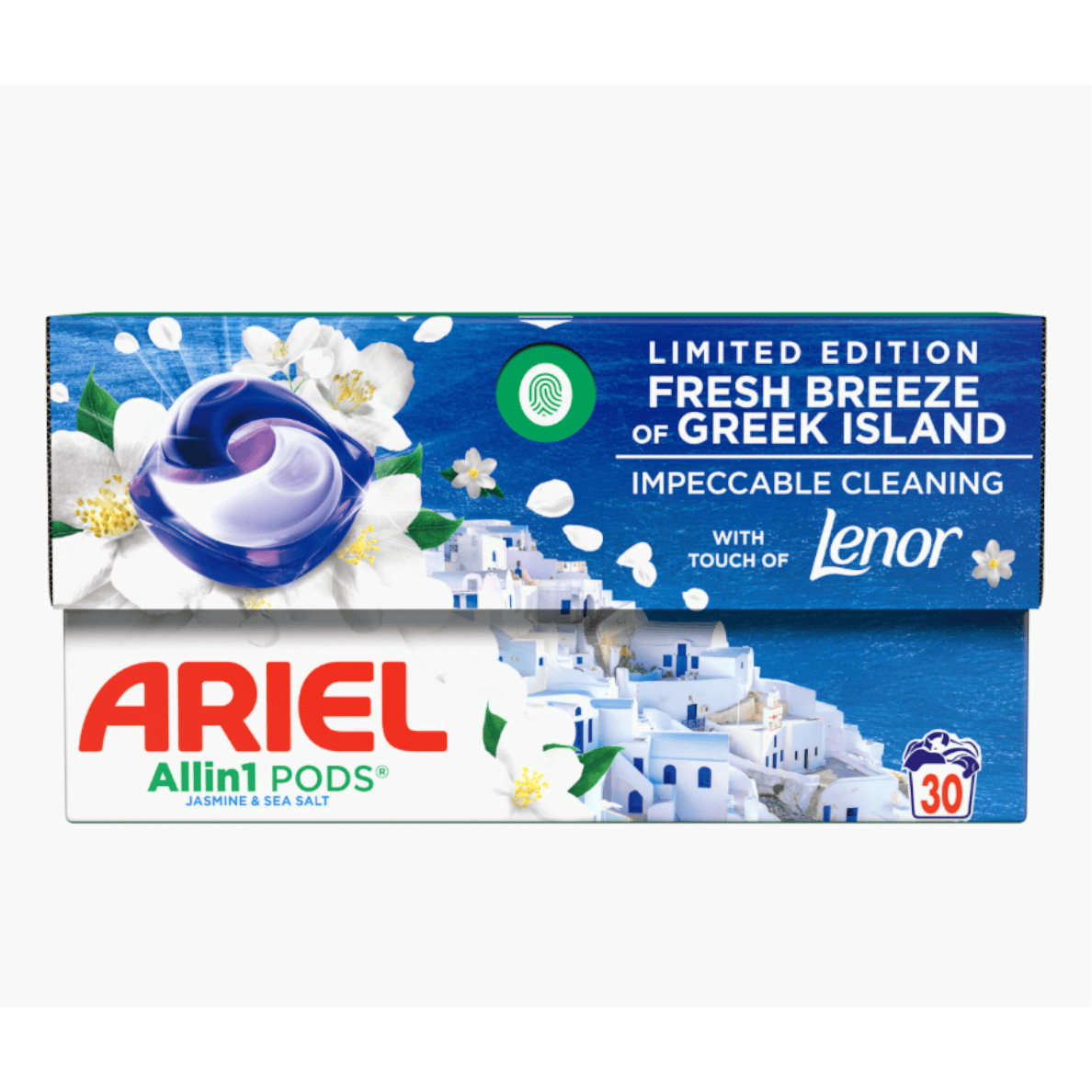 Produkt ARIEL Kapsułki do prania Kapsułki do prania ARIEL Pods Fresh Breeze of Greek Island Box 30szt 004416