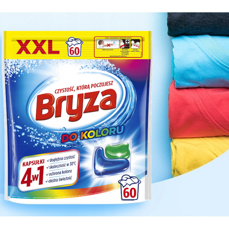 Produkt BRYZA Kapsułki do prania Kapsułki do prania koloru BRYZA Color 4w1 60szt 004218