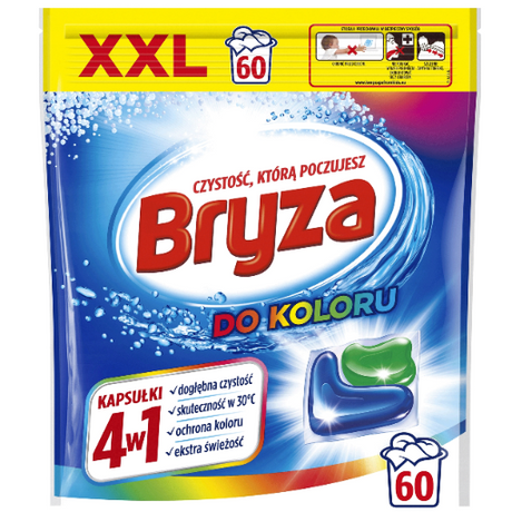 Produkt BRYZA Kapsułki do prania Kapsułki do prania koloru BRYZA Color 4w1 60szt 004218