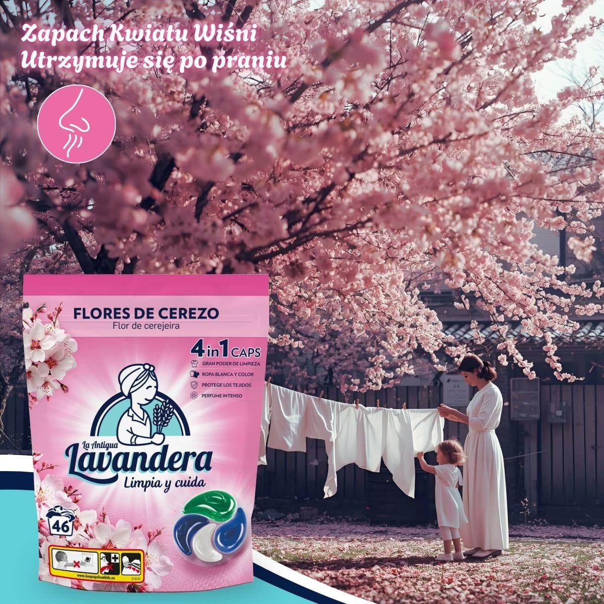 Produkt LAVANDERA Kapsułki do prania Kapsułki do prania LAVANDERA Flores de Cerezo Kwiat Wiśni 46x22g 003897