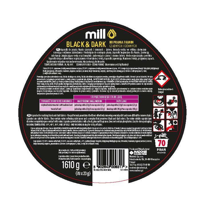 Produkt mill Kapsułki do prania Kapsułki do prania MILL Black & Dark do czarnego i ciemnego 70szt 004391