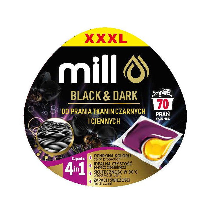 Produkt mill Kapsułki do prania Kapsułki do prania MILL Black & Dark do czarnego i ciemnego 70szt 004391