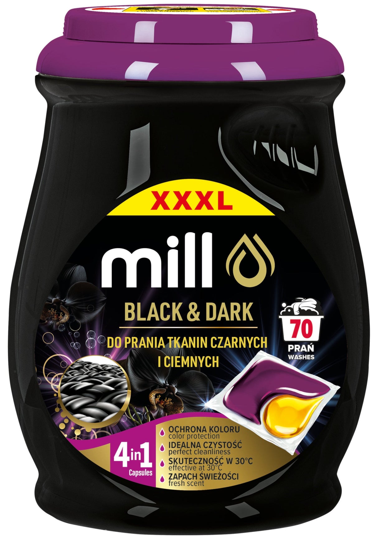 Produkt mill Kapsułki do prania Kapsułki do prania MILL Black & Dark do czarnego i ciemnego 70szt 004391