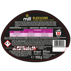 Produkt mill Kapsułki do prania Kapsułki do prania MILL Proffessional Black do czarnego i ciemnego 50szt 004389