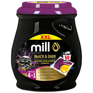 Produkt mill Kapsułki do prania Kapsułki do prania MILL Proffessional Black do czarnego i ciemnego 50szt 004389