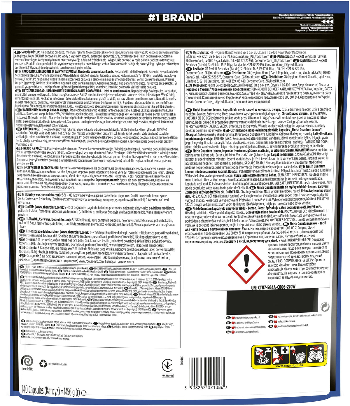 Produkt FINISH Kapsułki do zmywarki FINISH Tabs Quantum Lemon 140szt 006049
