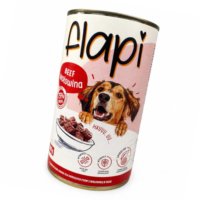 Produkt Flapi Karma dla psa FLAPI Kawałki z wołowiną w sosie 1250g 005486