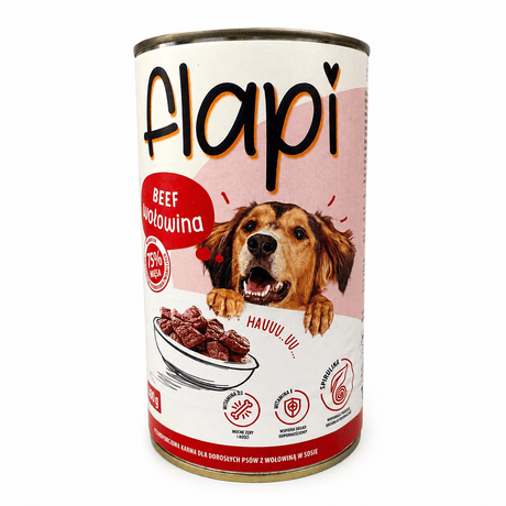 Produkt Flapi Karma dla psa FLAPI Kawałki z wołowiną w sosie 1250g 005486