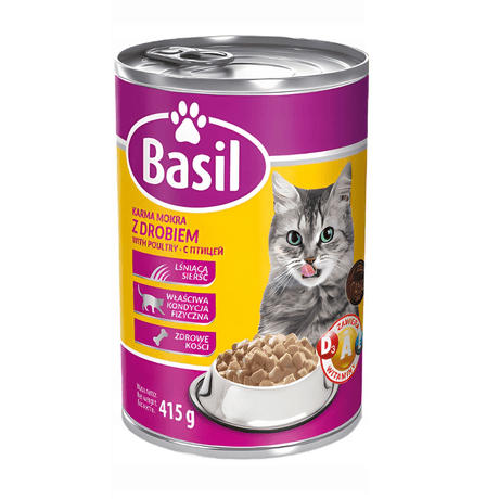 Produkt BASIL Karma mokra dla kota BASIL z drobiem puszka 415 g 003635
