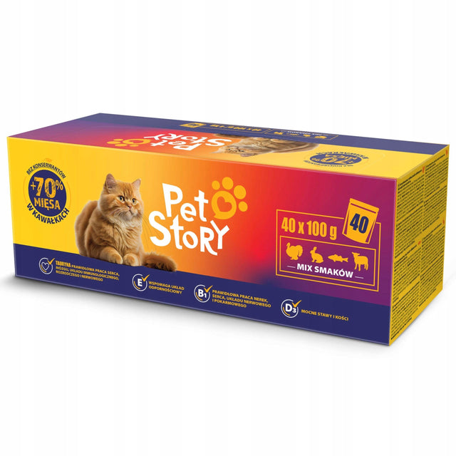 Produkt Vollmart24.com Karma mokra dla kota PETSTORY Mix smaków 70% mięsa Saszetki 40x 100g 003600