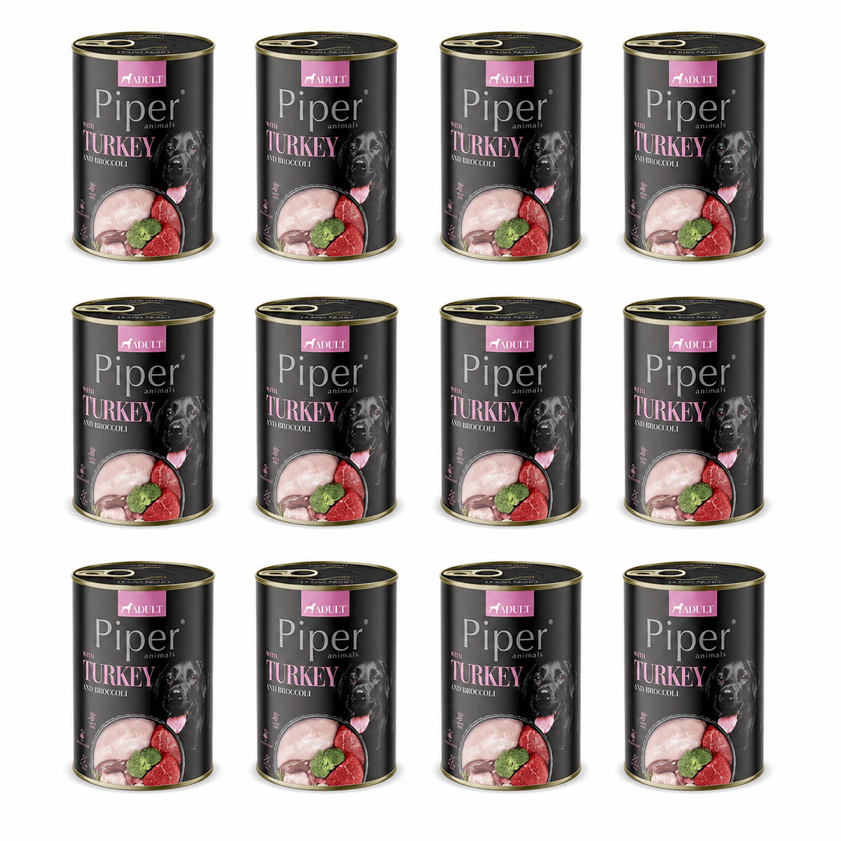 Produkt PIPER Karma mokra dla psa PIPER z indykiem i brokułem 12 x 400g K_053186_12
