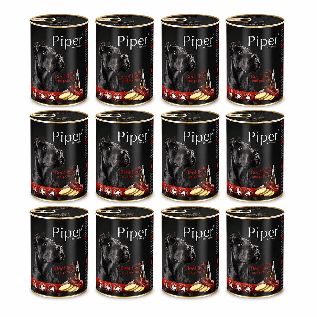 Produkt bd24.pl Karma mokra dla psa PIPER z wątróbką wołową i ziemniakami 12 x 400g K_053184_12