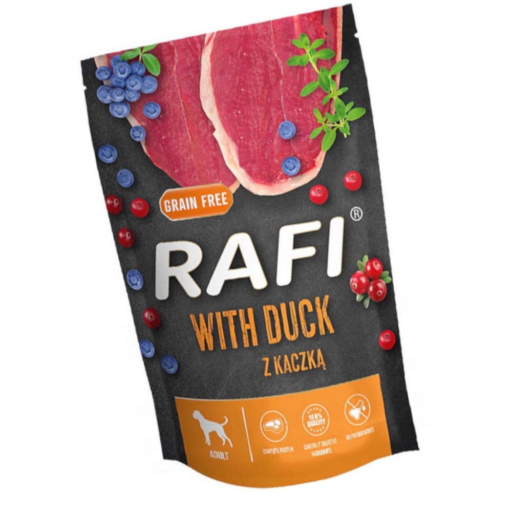 Produkt RAFI Karma mokra dla psa RAFI Z kaczką, borówką i żurawiną 500g 006309